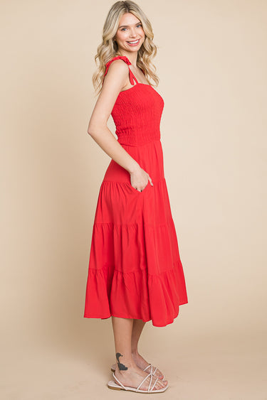 SMOCKING TUBE TIERED MAXI DRESS