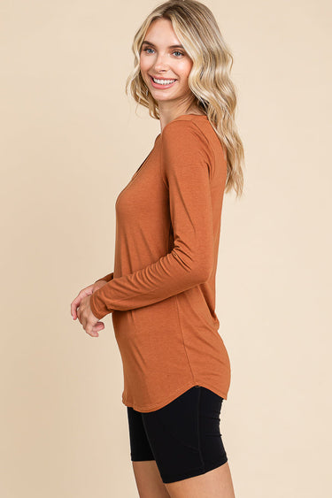 SCOOP NECK LSLV FITTED TOP