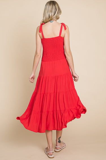 SMOCKING TUBE TIERED MAXI DRESS